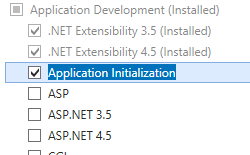 Install Application Initialization role service or feature. Install Application Initialization role service