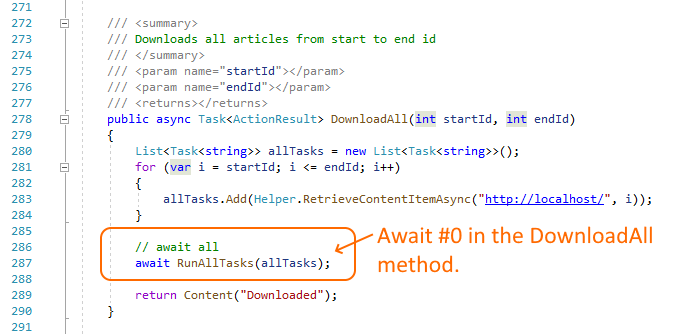 Locating the code issuing the async task