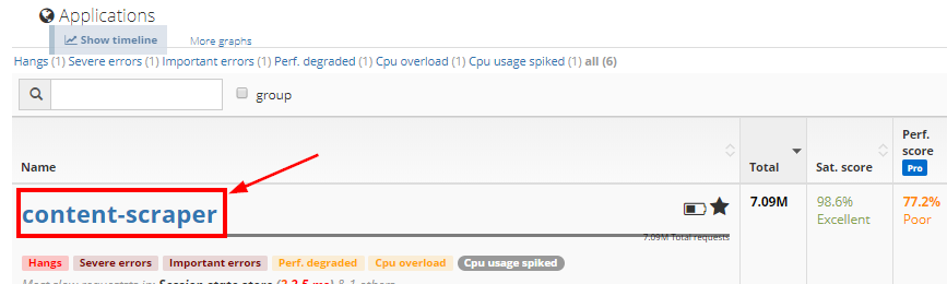 Select a website to view its Memory diagnostics tab. Select a website to view its Memory diagnostics tab